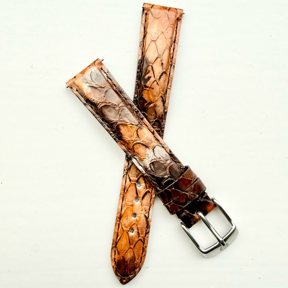 Michele Snakeskin Brown Watch Strap 16MM